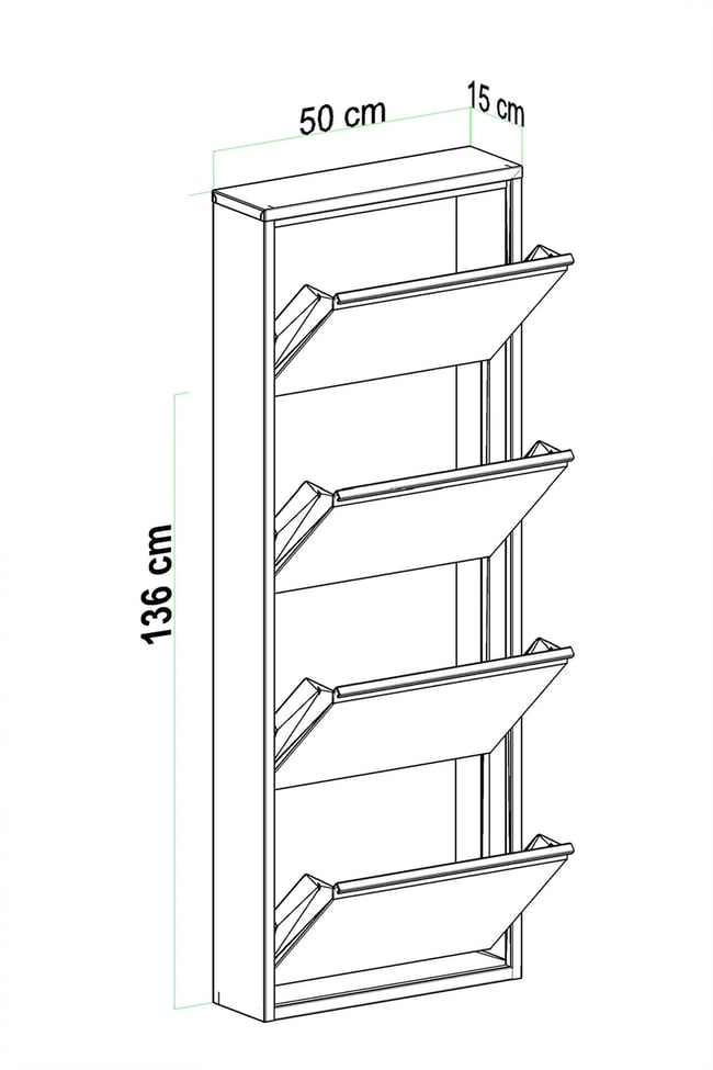 Evdemo Kilitli 4 Kapaklı Metal Ayakkabılık Beyaz