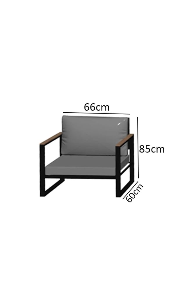 Evdemo Kobalt Bahçe Balkon Oturma Takımı Sehpalı 2+1+1 Gri