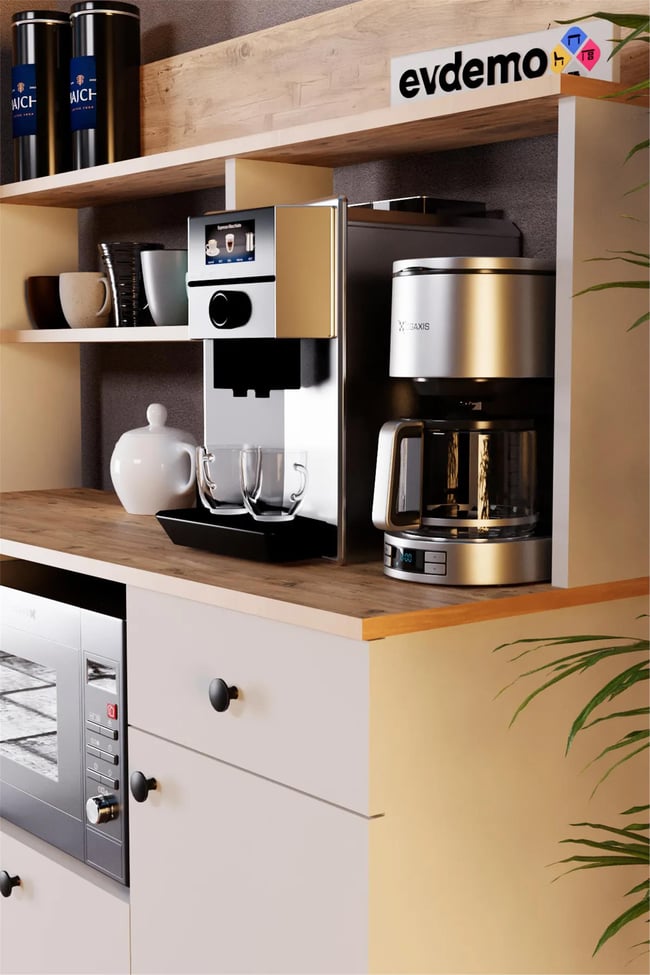 Evdemo Latte Çok Amaçlı Dolap Kahve Köşesi Atlantik Çam