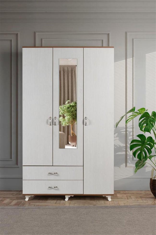 Eymense Bianco 3 Kapaklı Gardırop Dolap Krem