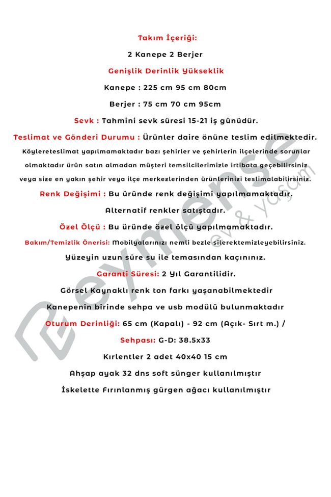 Eymense Gözde Sehpalı Usb Modüllü Yataklı Koltuk Takımı Krem