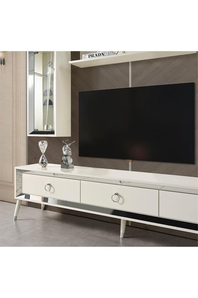 Eymense Lotus Tv Ünitesi Silver Beyaz Silver