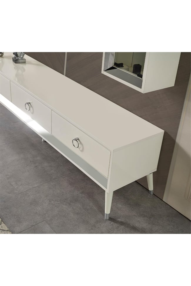 Eymense Lotus Tv Ünitesi Silver Beyaz Silver