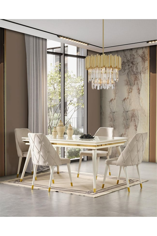 Eymense Lotus Yemek Masa Takımı Gold
