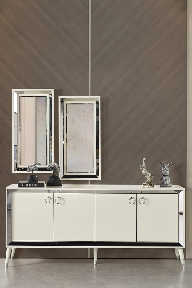 Eymense Lotus Yemek Odası Takımı Silver Beyaz Silver