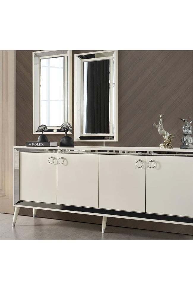Eymense Lotus Yemek Odası Takımı Silver Beyaz Silver