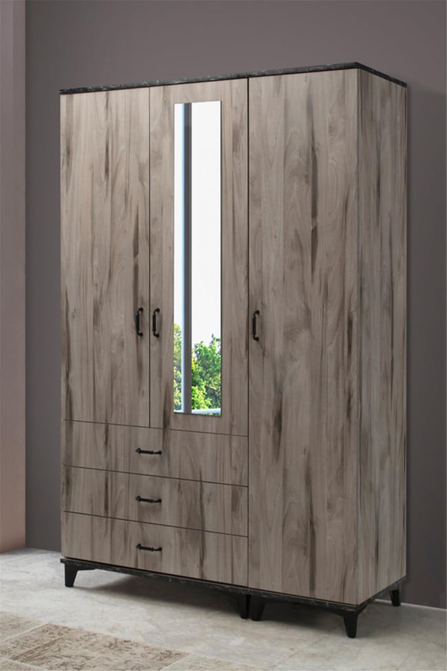 Eymense Side 3 Kapaklı Gardırop Dolap Ceviz