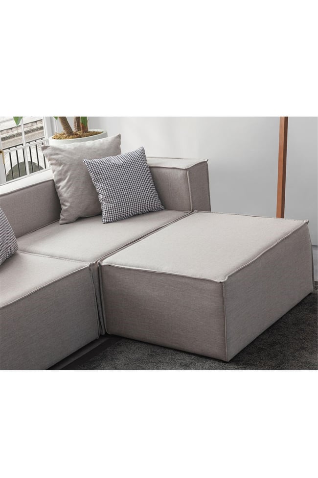 Eymense Soft Kitaplıklı 4 Modül Modüler Köşe Koltuk Takımı Keten Krem Krem