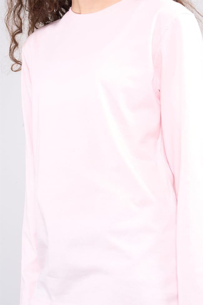 Fit Club 32307 Kız Çocuk Bisiklet Yaka Penye Uzun Kol T-shirt 4-12 Yaş Şerbet Pembe