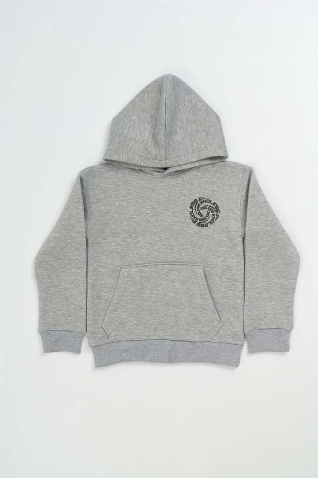 FitClub 22317 Erkek Çocuk 3 İplik Şardonlu Kapüşonlu Baskılı Sweatshirt 4-12 Yaş Grimelanj