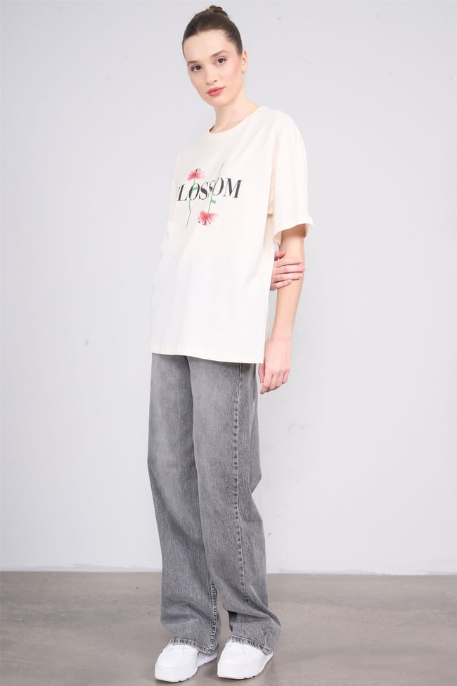 Fithit 7810 Bayan Jean Maria Wide Leg Pantolon Kar Gri