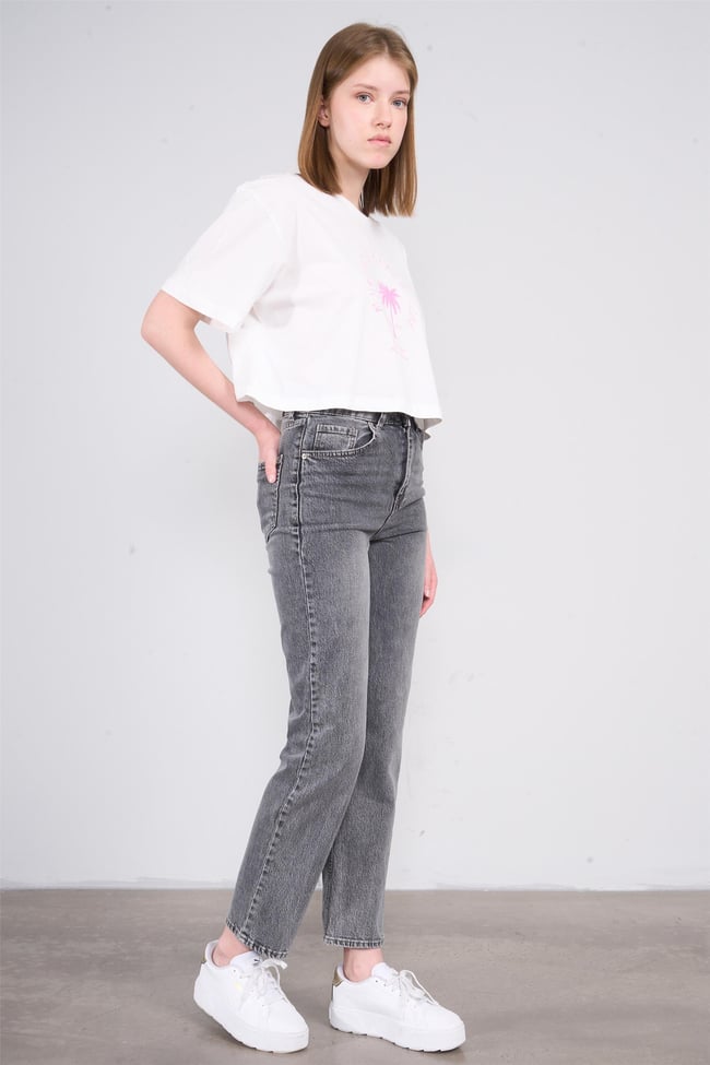 Fithit 7813 Bayan Kelly Straight Jean Pantolon Antrasit