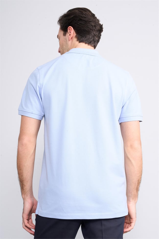 Halifaks A.Mavi Erkek 12696 Düğmeli Eli Polo Yaka Kısa Kol Etek Reçme T-Shirt