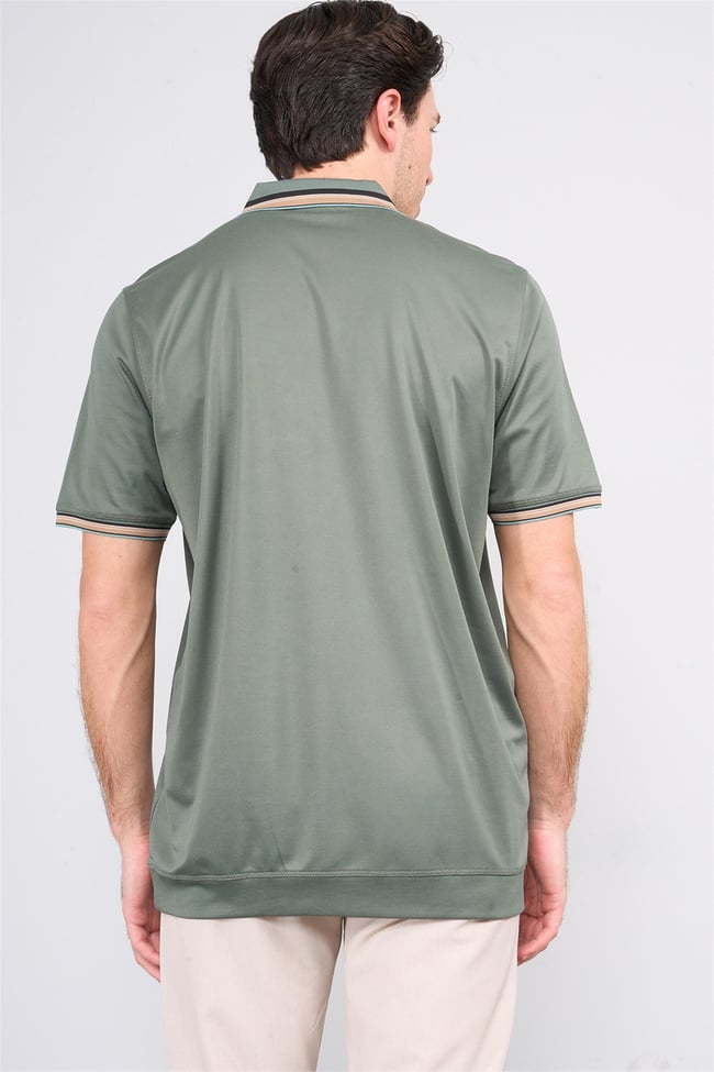 Halifaks Haki Erkek 12631 Cıtcıtlı Kuşaklı Polo K Kol Etek Ribana Kazak