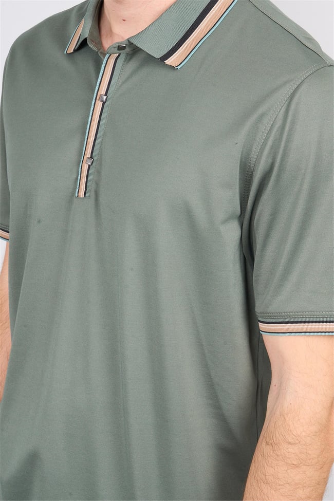 Halifaks Haki Erkek 12631 Cıtcıtlı Kuşaklı Polo K Kol Etek Ribana Kazak