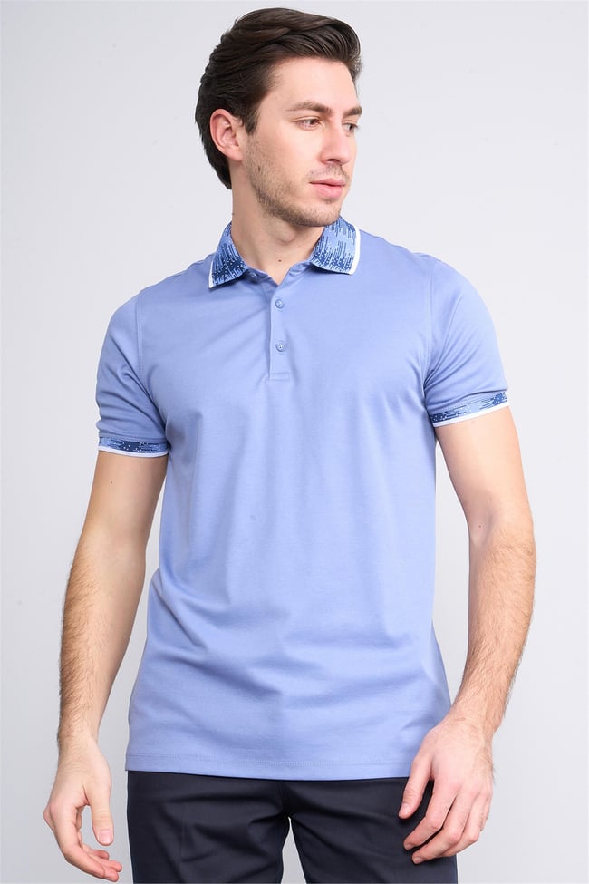 Halifaks İndigo Erkek 12633 Düğmelı Kuşaklı Polo Kısa Kol Etek Recme T-Shirt