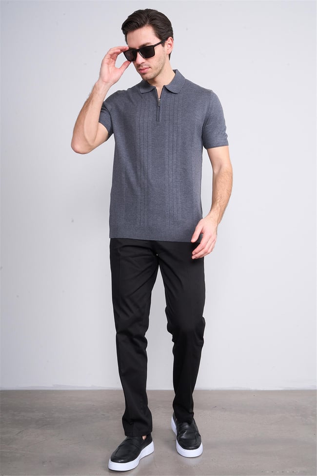 Halifaks K.Gri Erkek 39781 40 Ferm Polo Yk 20 2 Vıs Cot Tac Tek Kat Kısa Kol T-Shirt