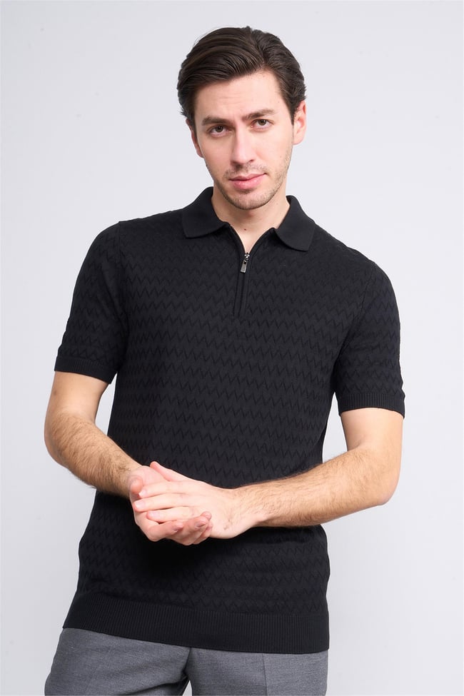 Halifaks Siyah Erkek 39796 40 Ferm Polo Yk 20 2 Vıs Cot Tac Tek Kat Kısa Kol T-Shirt
