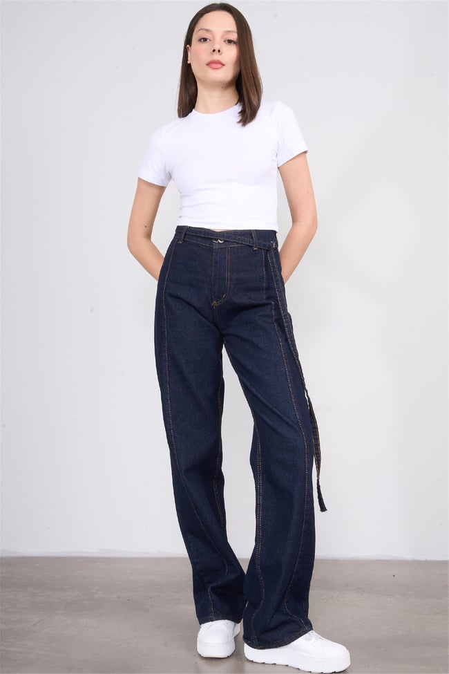 Helly Y25 3101 Kadın Onu Dıkıslı Bagcıklı Kot Pantolon