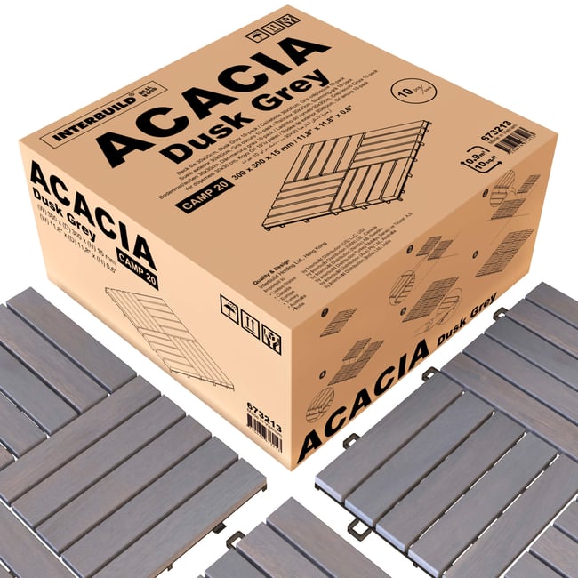 İnterbuild Masif Akasya Zemin Kaplaması 30x30 cm (10'lu Paket) Alaca Gri - 673213