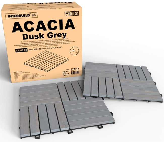 İnterbuild Masif Akasya Zemin Kaplaması 30x30 cm (10'lu Paket) Alaca Gri - 673213