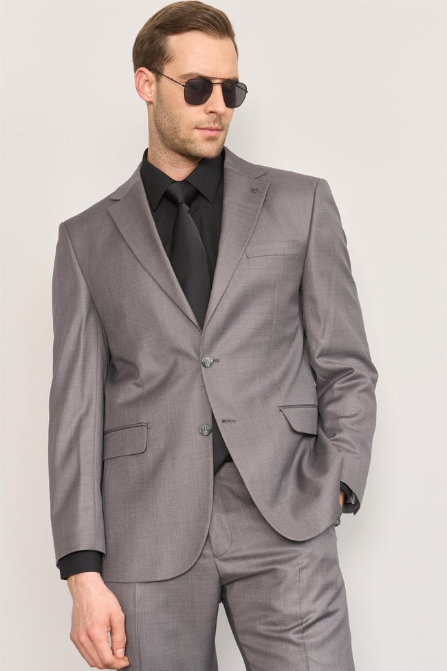 Kagi Gri Erkek Pamuk Polyester Cavalli 4 Drop Klasik Takım