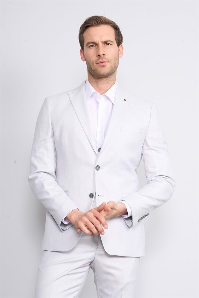 Kagi Gri Erkek Pamuk Polyester Mayorca Yelekli Takım