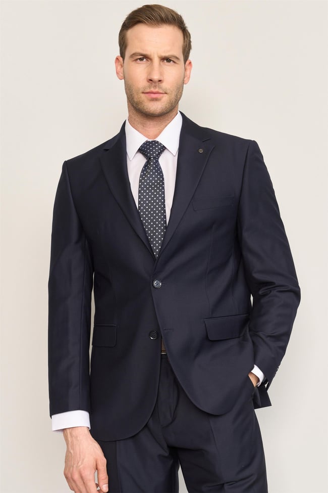 Kagi Lacivert Erkek Pamuk Polyester Cavalli 4 Drop Klasik Takım