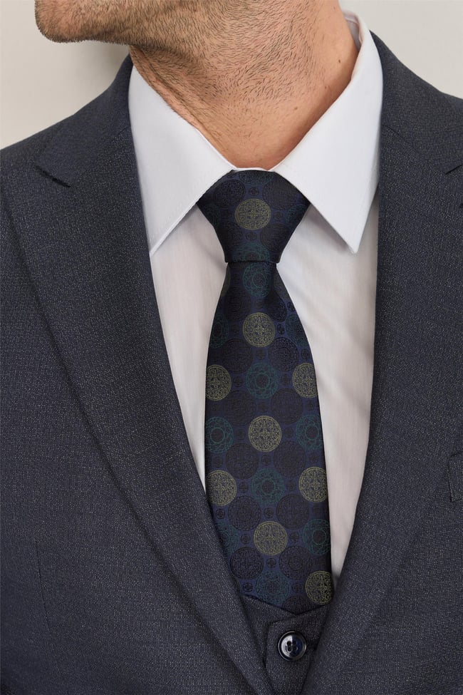 Kagi Lacivert Erkek Pamuk Polyester Modena Yelekli Takım