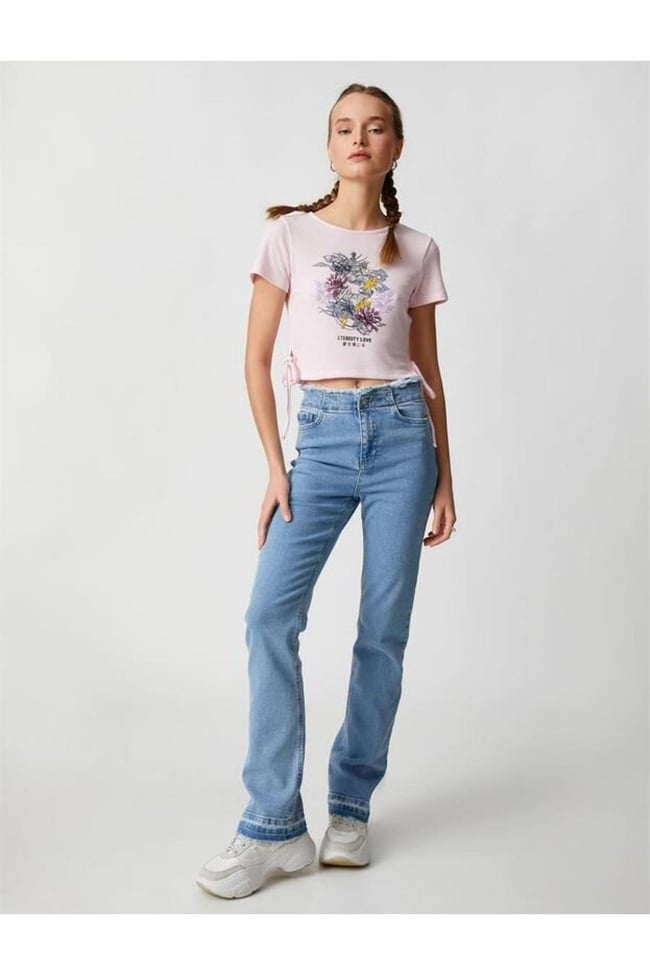 Koton 3Sal40021Md Lgt Açık İndigo Kadın Pamuk Denim Pantolon