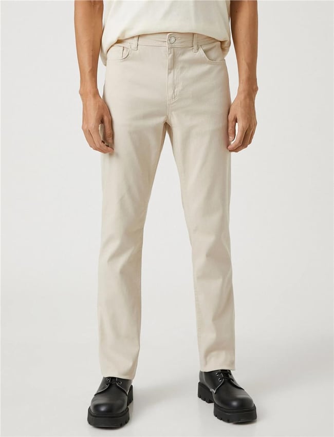 Koton 3Sam40010Hw Bej 057 Erkek Pamuk Woven Bottoms Pantolon