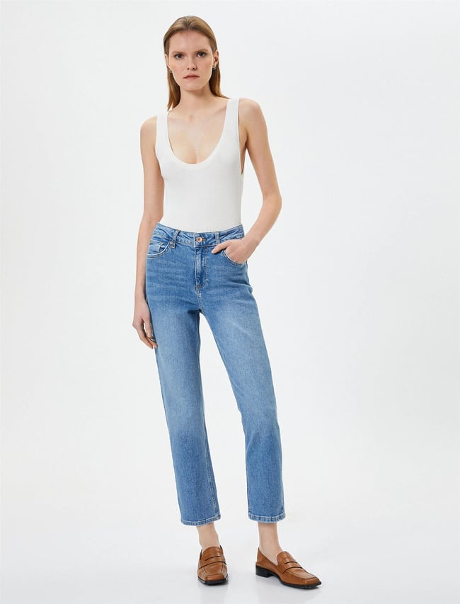 Koton 4Sal40008Md Lgt Açık İndigo Kadın Denim Pantolon