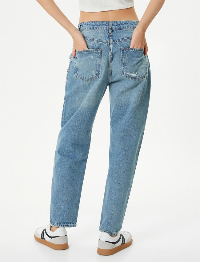 Koton 4Sal40015Md Lgt Açık İndigo Kadın Pamuk Denim Pantolon