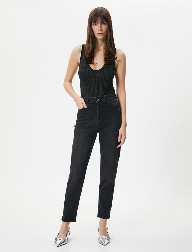 Koton 4Sal40025Md Blk Siyah Kadın Denim Pantolon