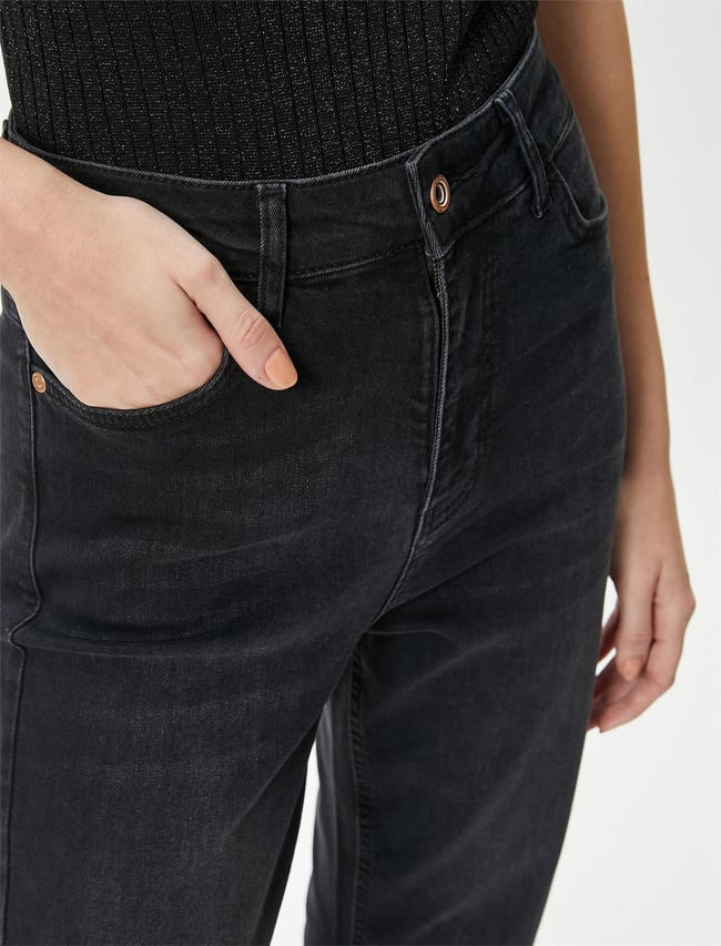 Koton 4Sal40025Md Blk Siyah Kadın Denim Pantolon