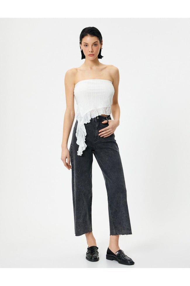 Koton 4Sal40100Md Blk Siyah Kadın Pamuk Denim Pantolon