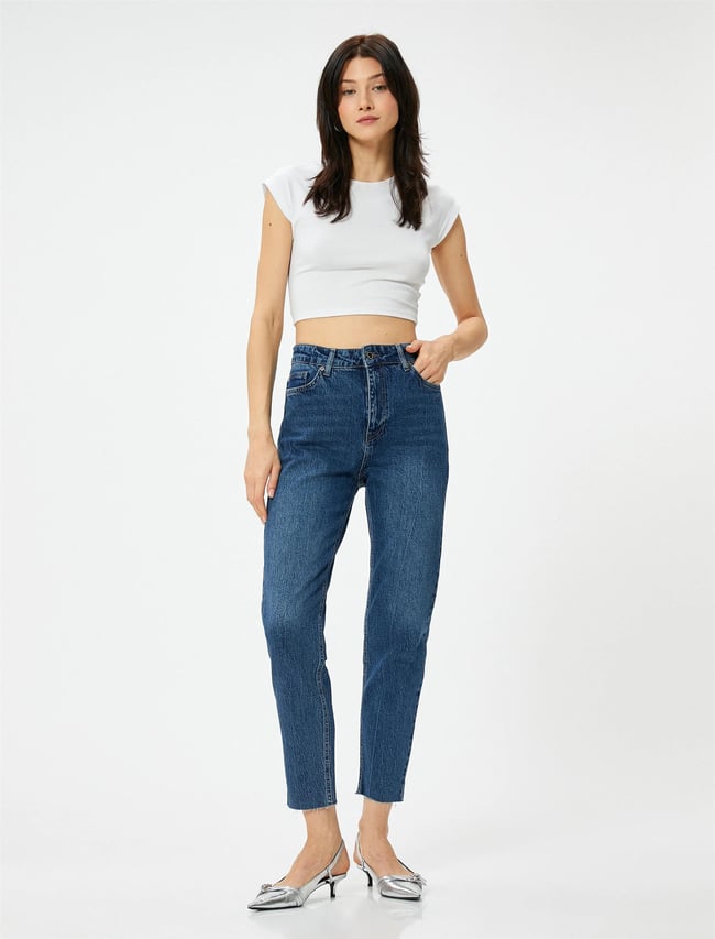Koton 4Sal40306Md Drk Koyu İndigo Kadın Denim Pantolon