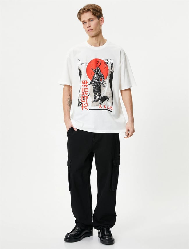 Koton 4Sam10019Hk 000 Beyaz Erkek Pamuk Jersey Kısa Kollu T-Shirt