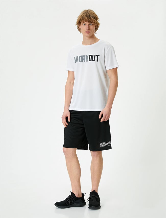Koton 4Sam10020Nk 000 Beyaz Erkek Polyester Jersey Kısa Kollu T-Shirt