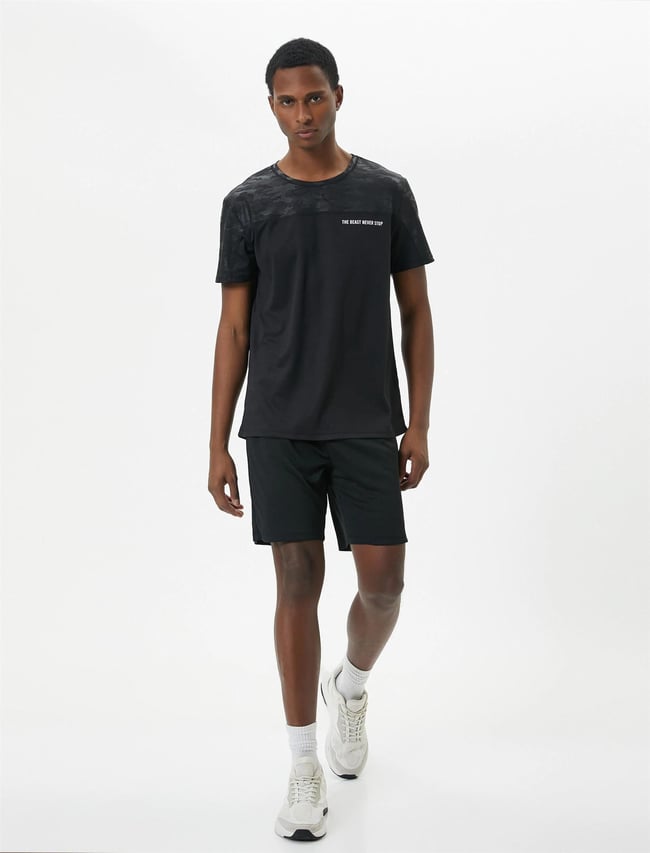 Koton 4Sam10040Nk 999 Siyah Erkek Elastan Jersey Kısa Kollu T-Shirt
