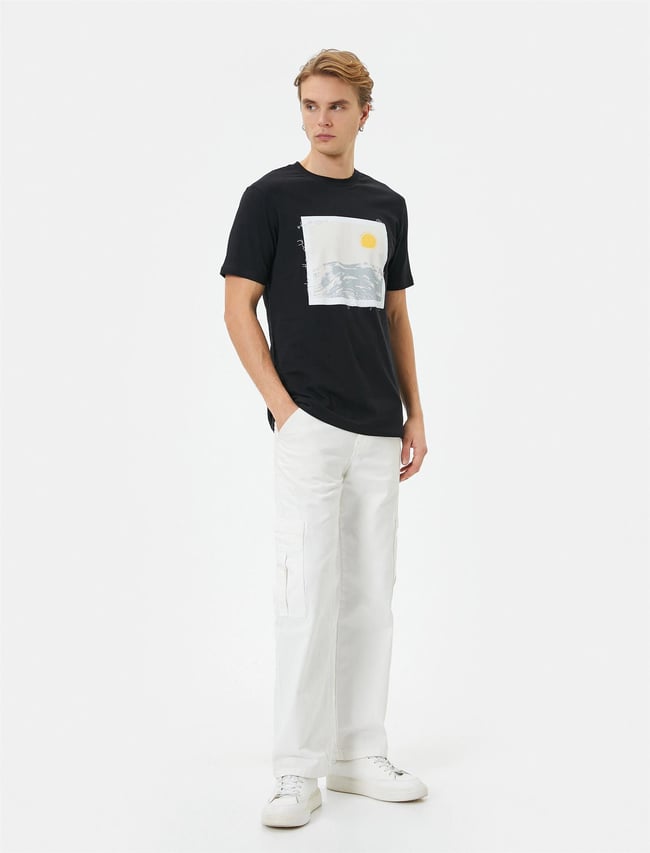 Koton 4Sam10059Hk 999 Siyah Erkek Jersey Kısa Kollu T-Shirt
