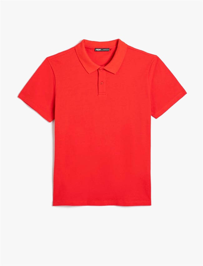 Koton 4Sam10113Mk 401 Kırmızı Erkek Pamuk Jersey Kısa Kollu Polo Yaka Basic T-Shirt