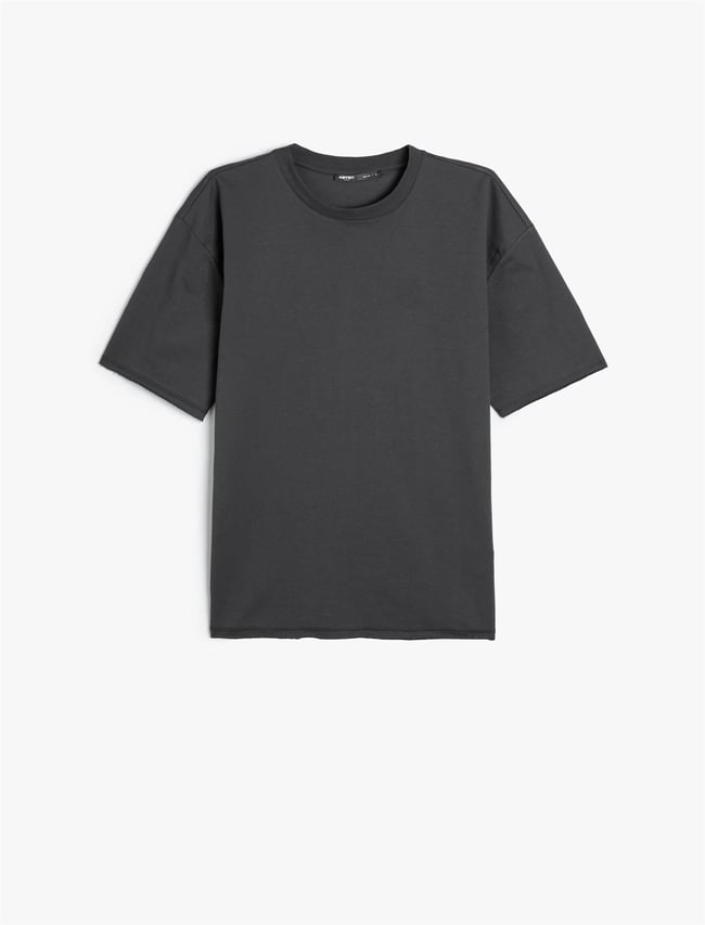 Koton 4Sam10270Hk 024 Gri Erkek Pamuk Jersey Kısa Kollu Basic T-Shirt