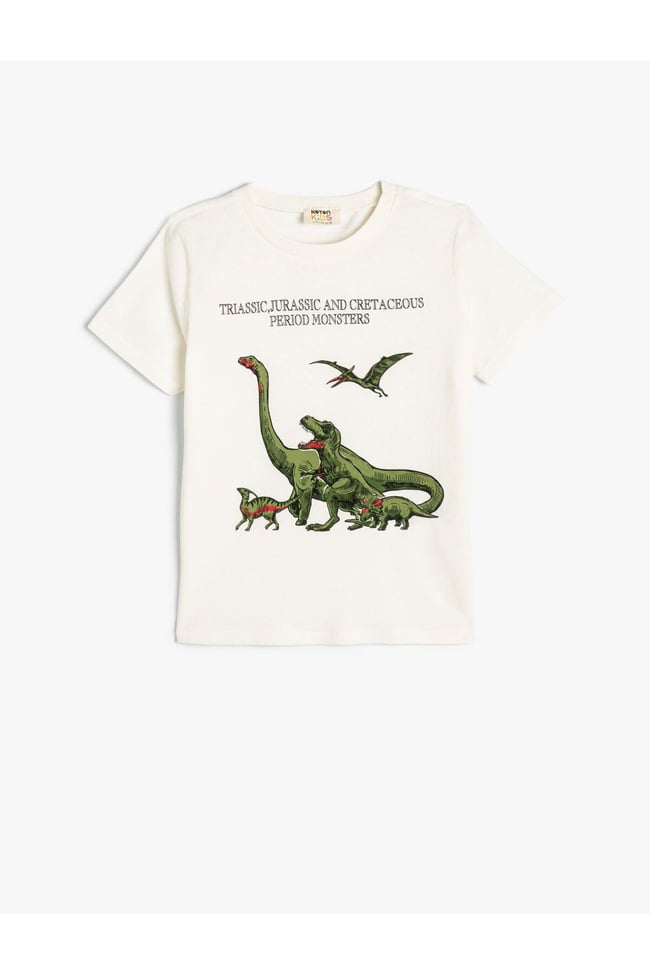 Koton 4Skb10038Tk 010 Ekru Erkek Çocuk Jersey Pamuk Kısa Kollu T-shirt