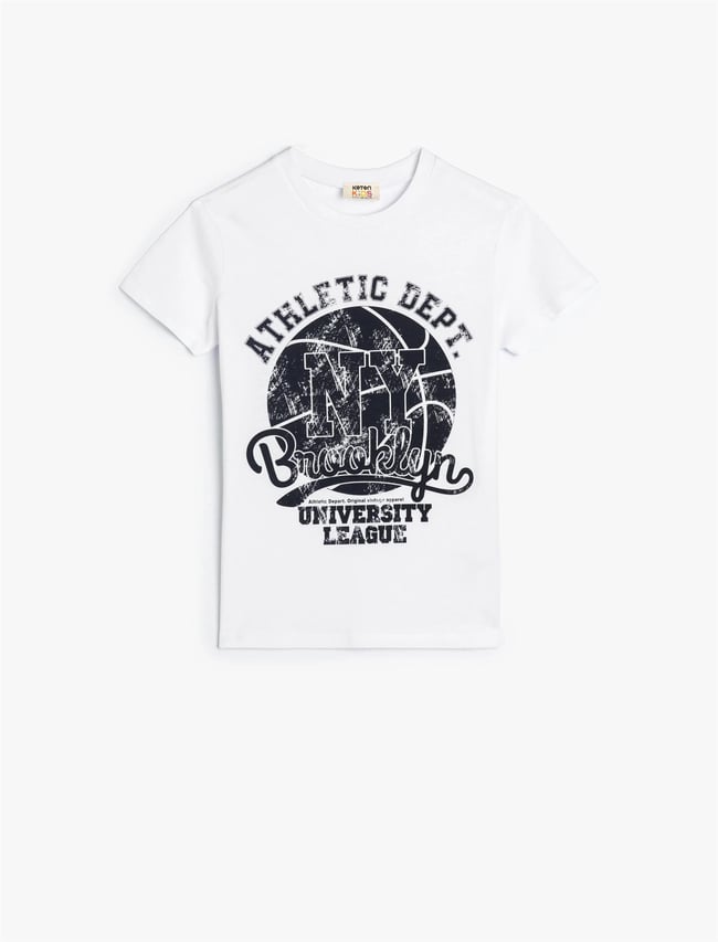 Koton 4Skb10494Tk 000 Beyaz Erkek Çocuk Pamuk Jersey Kısa Kollu T-Shirt
