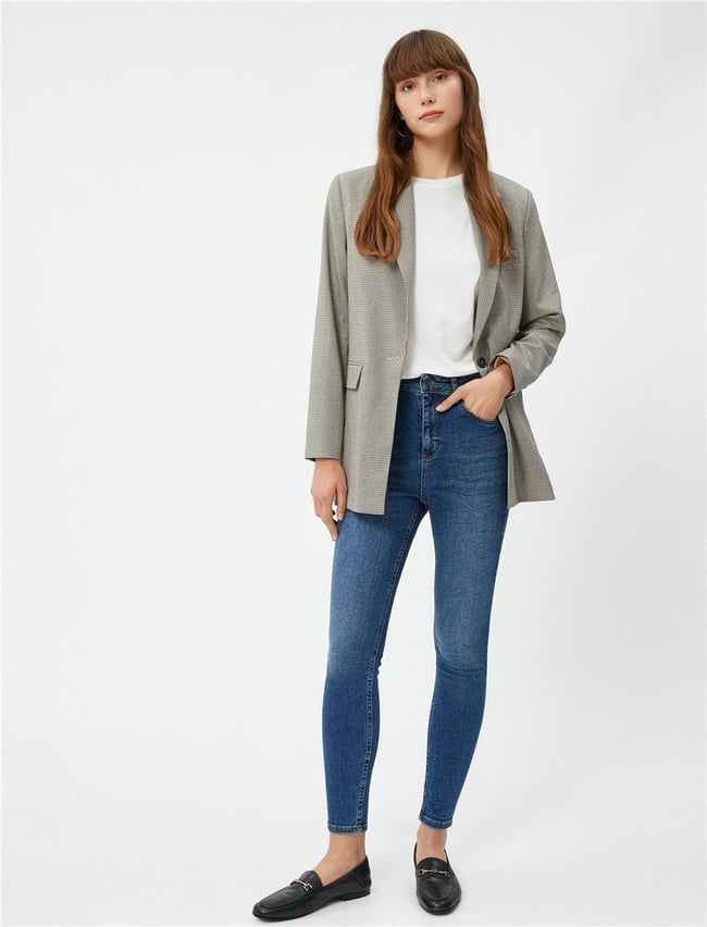 Koton  4Wal40046Md Drk Koyu İndigo Kadın Pamuk Denim Pantolon