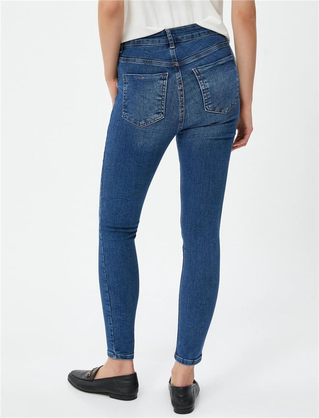 Koton  4Wal40046Md Drk Koyu İndigo Kadın Pamuk Denim Pantolon
