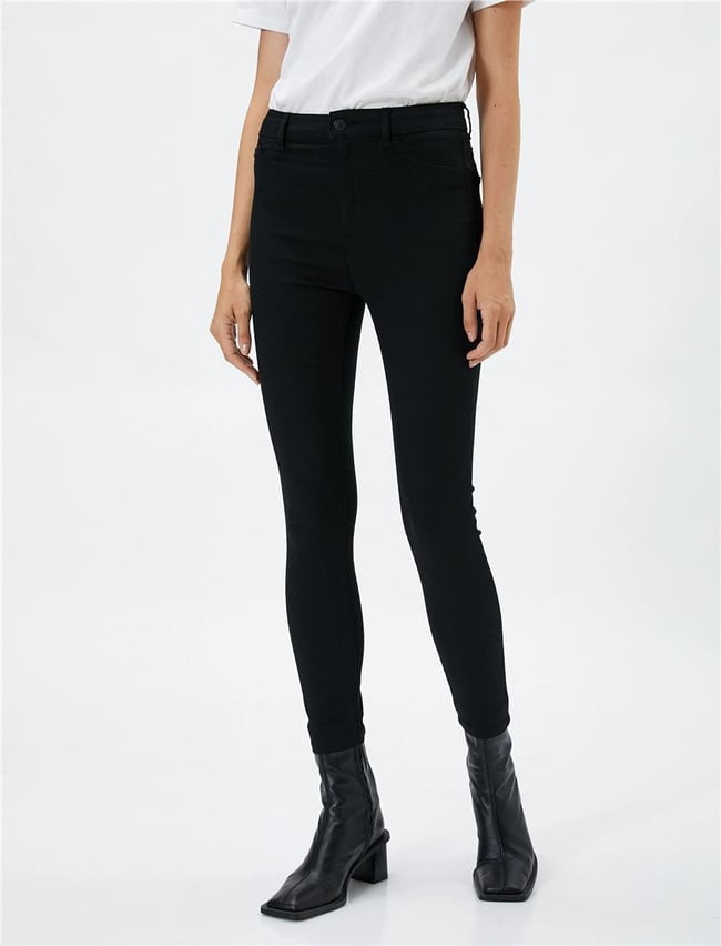 Koton 4Wal40056Md Blk Siyah Kadın Pamuk Denim Pantolon