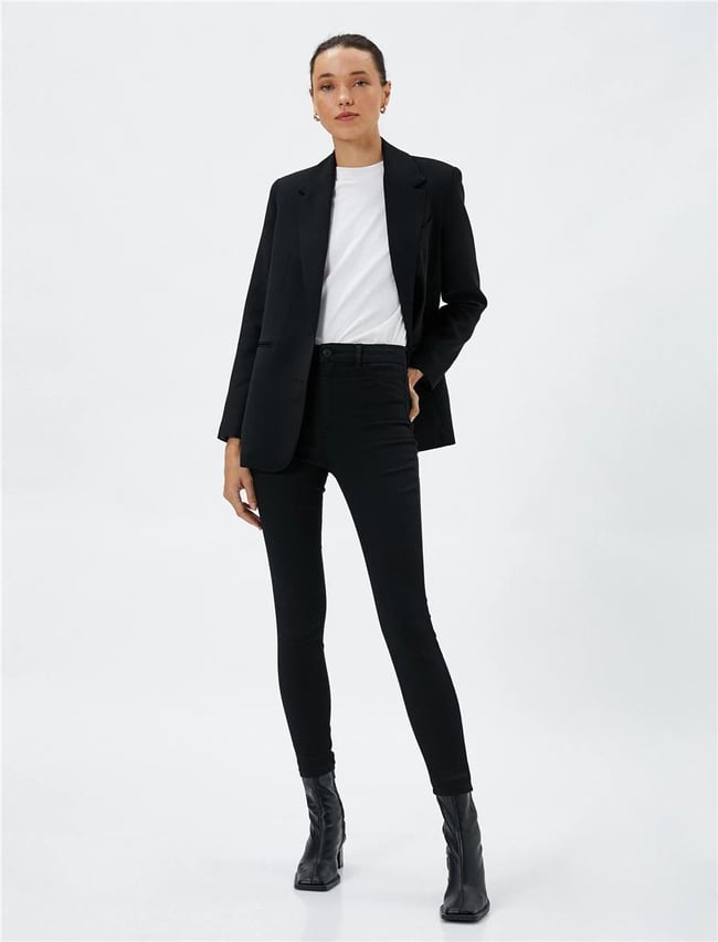 Koton 4Wal40056Md Blk Siyah Kadın Pamuk Denim Pantolon