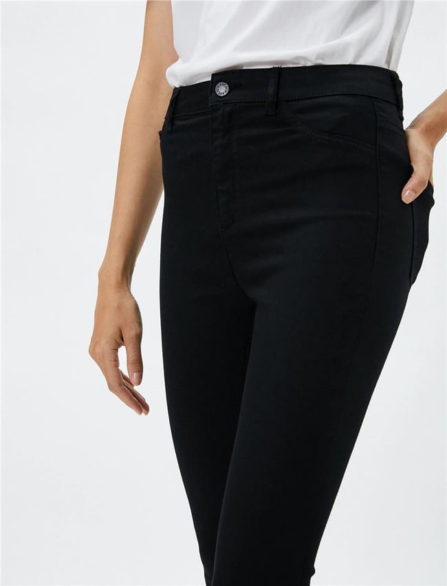 Koton 4Wal40056Md Blk Siyah Kadın Pamuk Denim Pantolon